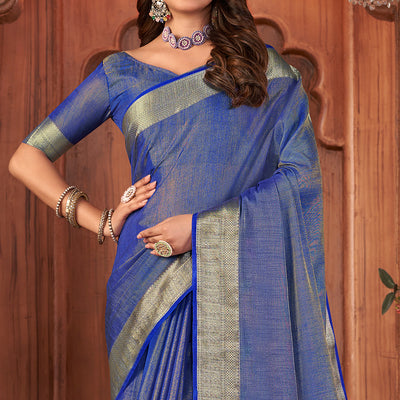 Azure Blue Tussar Saree