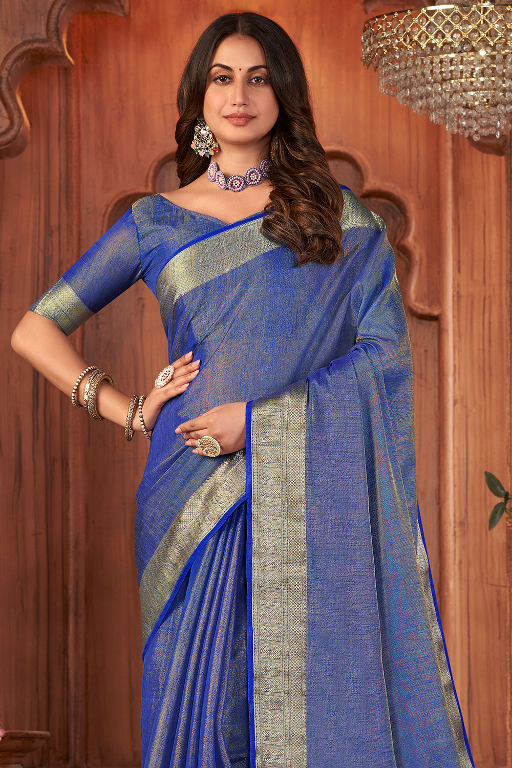 Azure Blue Tussar Saree