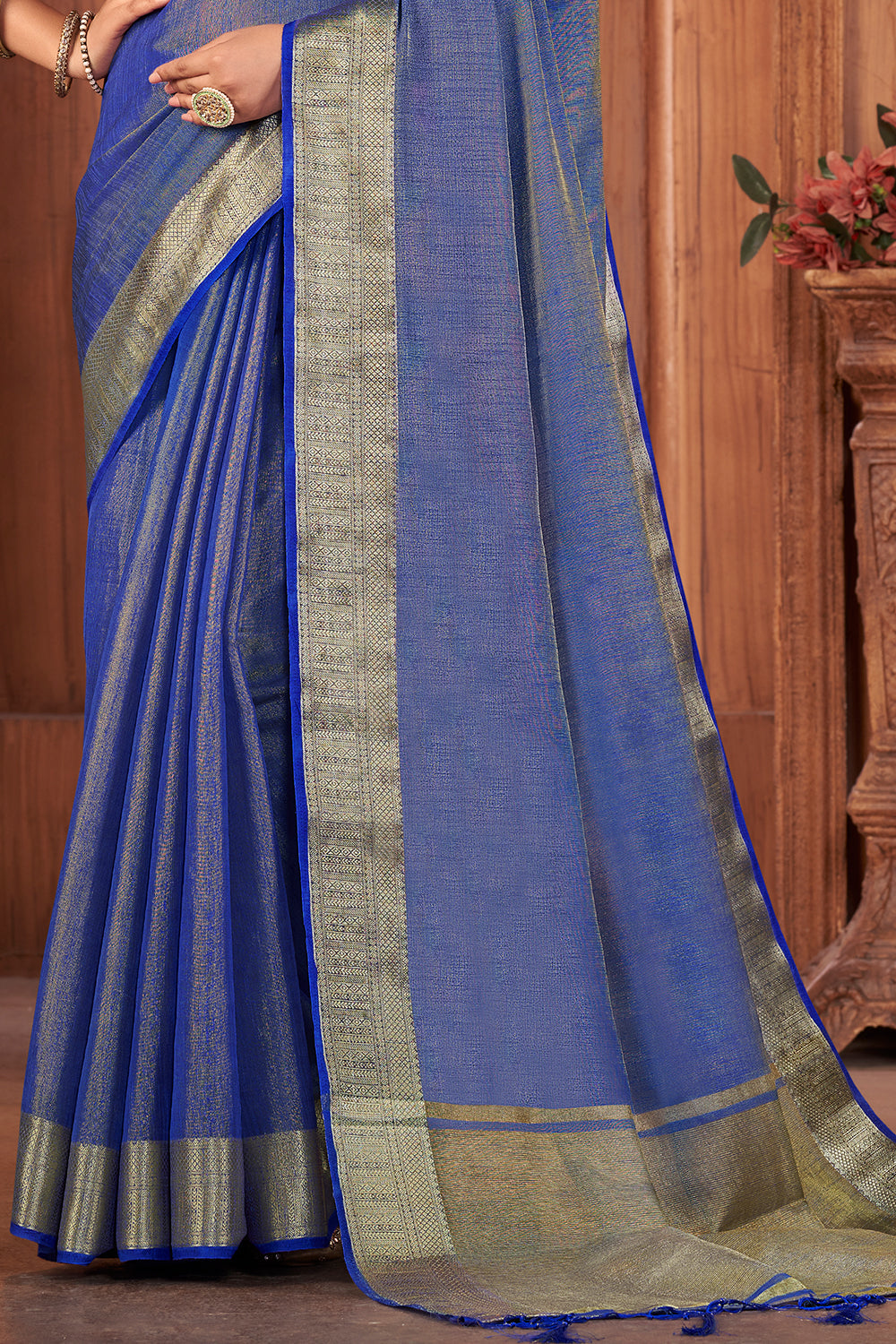 Azure Blue Tussar Saree