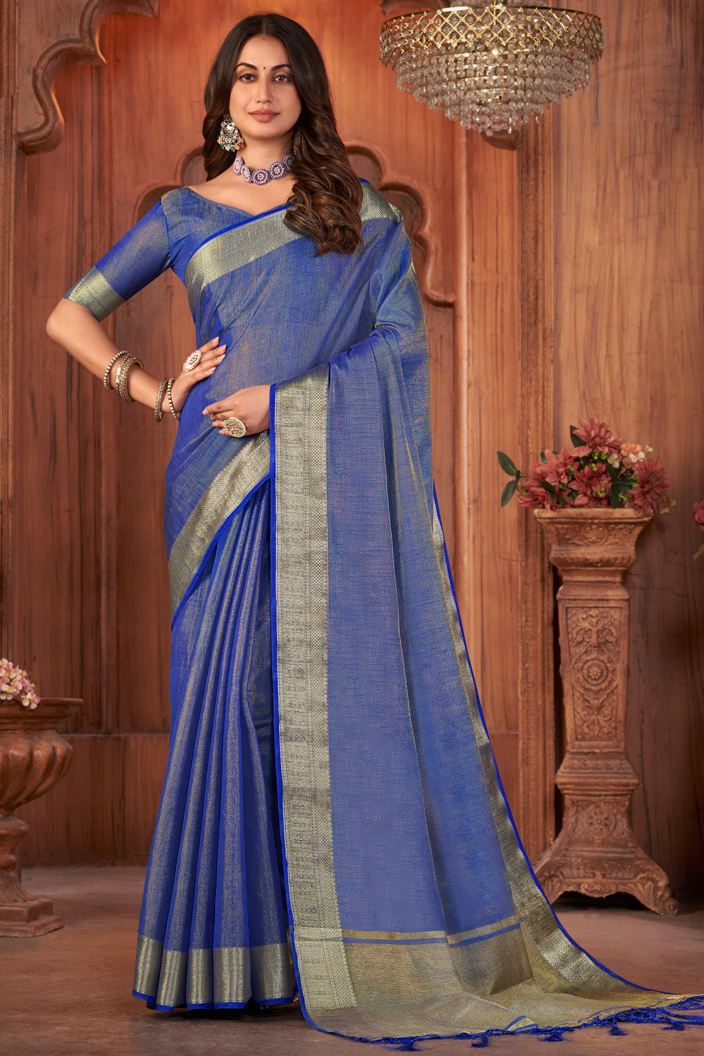 Azure Blue Tussar Saree