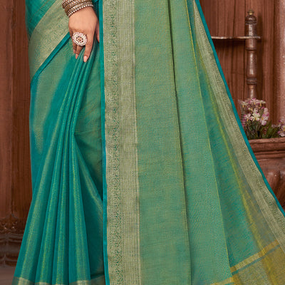 Shamrock Green Tussar Saree