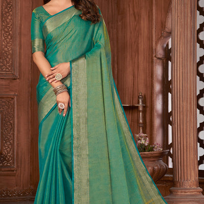 Shamrock Green Tussar Saree