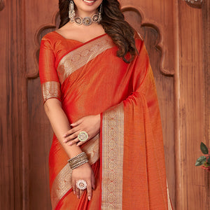 Smoky Orange Tussar Saree