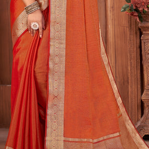 Smoky Orange Tussar Saree