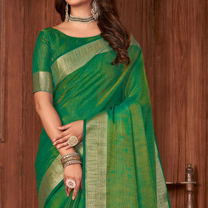 Forest Green Tussar Saree