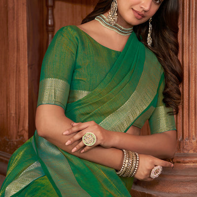 Forest Green Tussar Saree