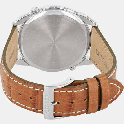 Dual Time Men Quartz Grey Dial Chronograph Leather Watch AO3030-16H