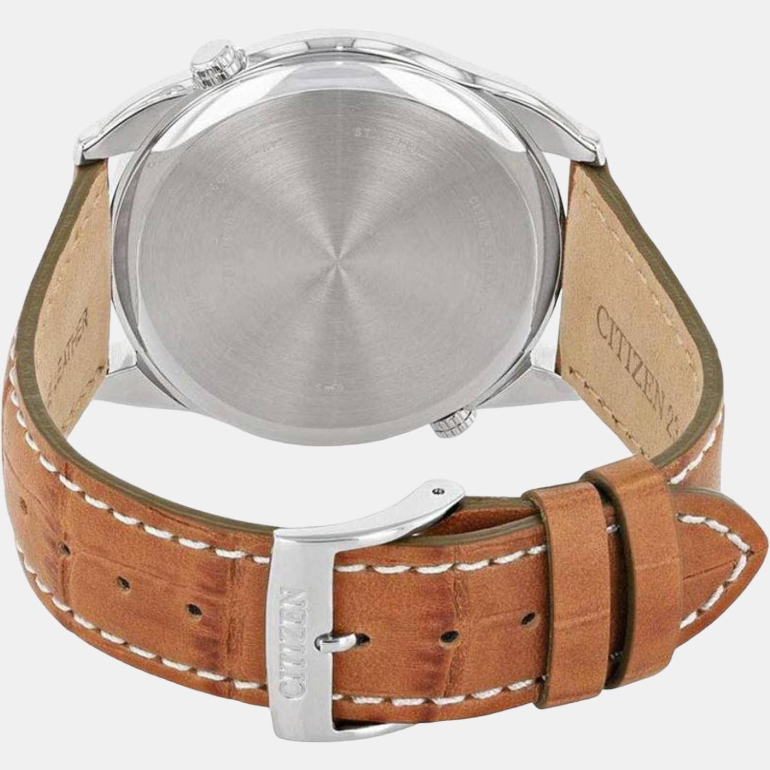 Dual Time Men Quartz Grey Dial Chronograph Leather Watch AO3030-16H