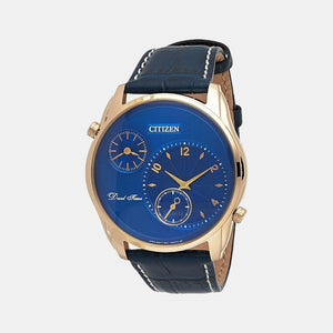 Dual Time Men Quartz Blue Dial Chronograph Leather Watch AO3033-00L