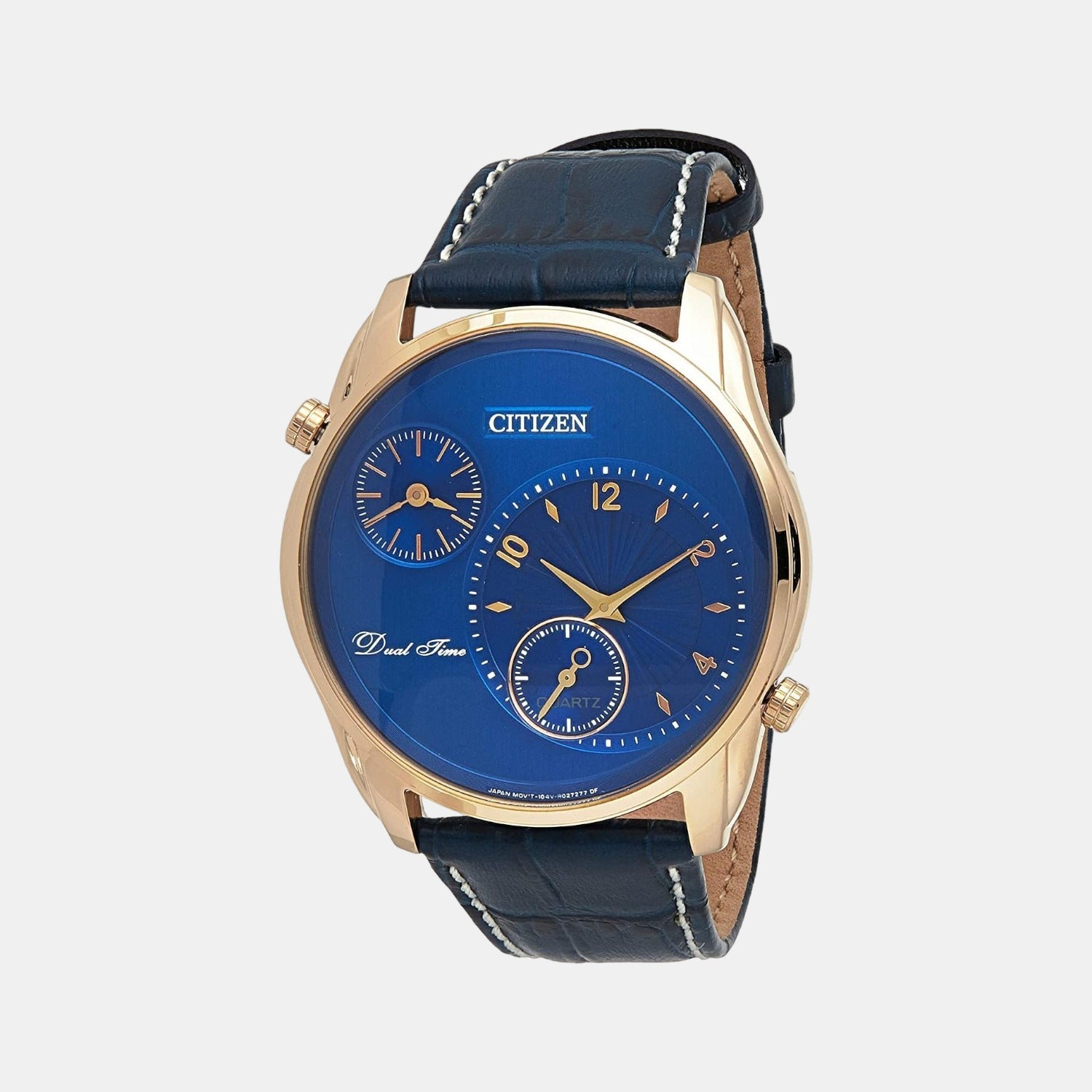 Dual Time Men Quartz Blue Dial Chronograph Leather Watch AO3033-00L