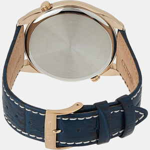 Dual Time Men Quartz Blue Dial Chronograph Leather Watch AO3033-00L