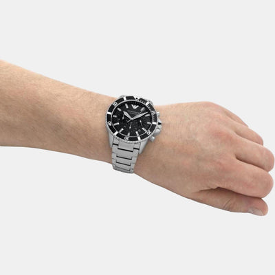 Helios (World Explorer) Men Quartz Black Dial Chronograph Stainless Steel Watch AR11360