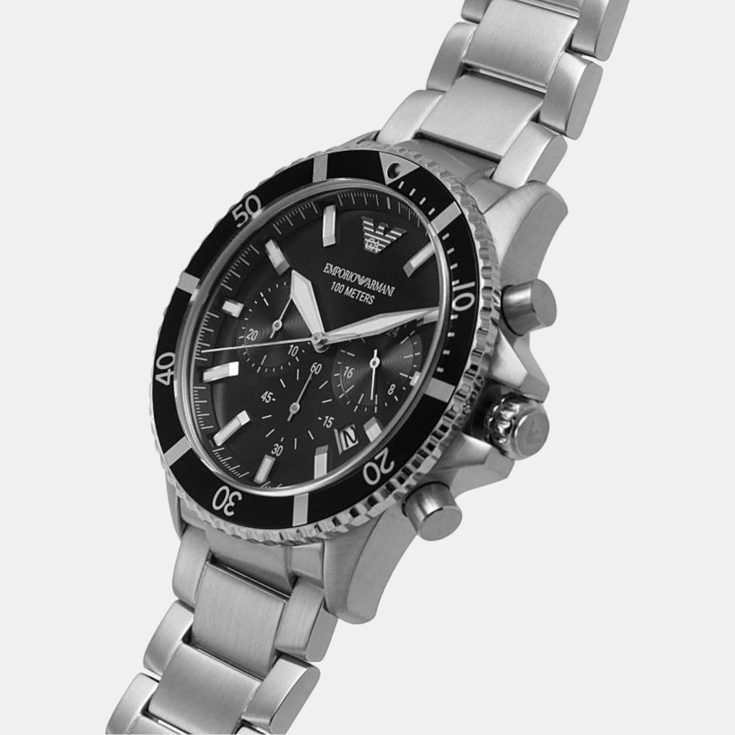 Helios (World Explorer) Men Quartz Black Dial Chronograph Stainless Steel Watch AR11360