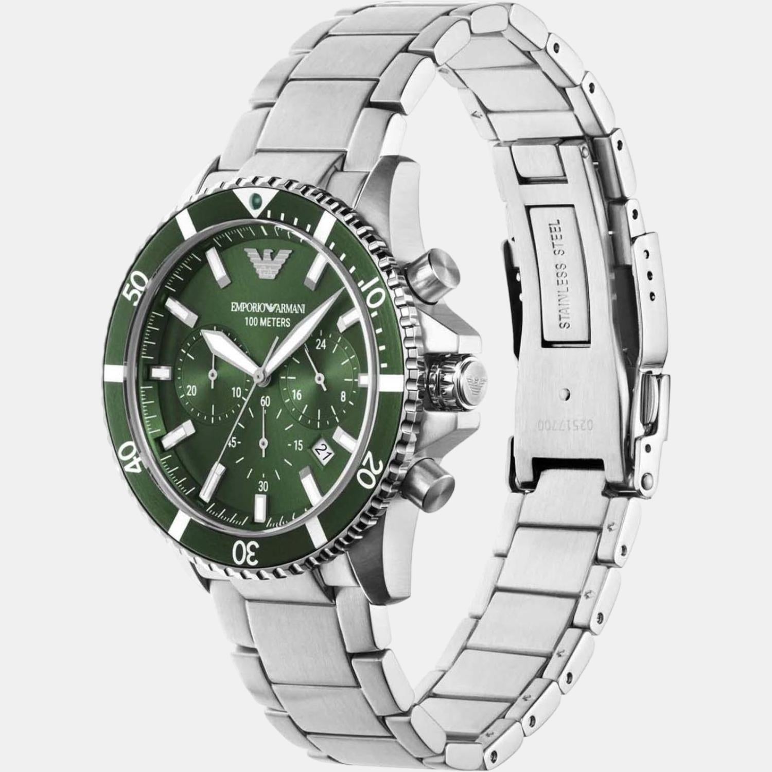 Helios (World Explorer) Men Quartz Green Dial Chronograph Stainless Steel Watch AR11500