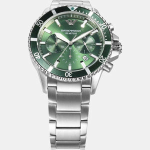 Helios (World Explorer) Men Quartz Green Dial Chronograph Stainless Steel Watch AR11500