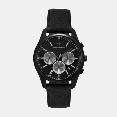 Antonio Men Quartz Black Dial Chronograph Leather Watch AR11583