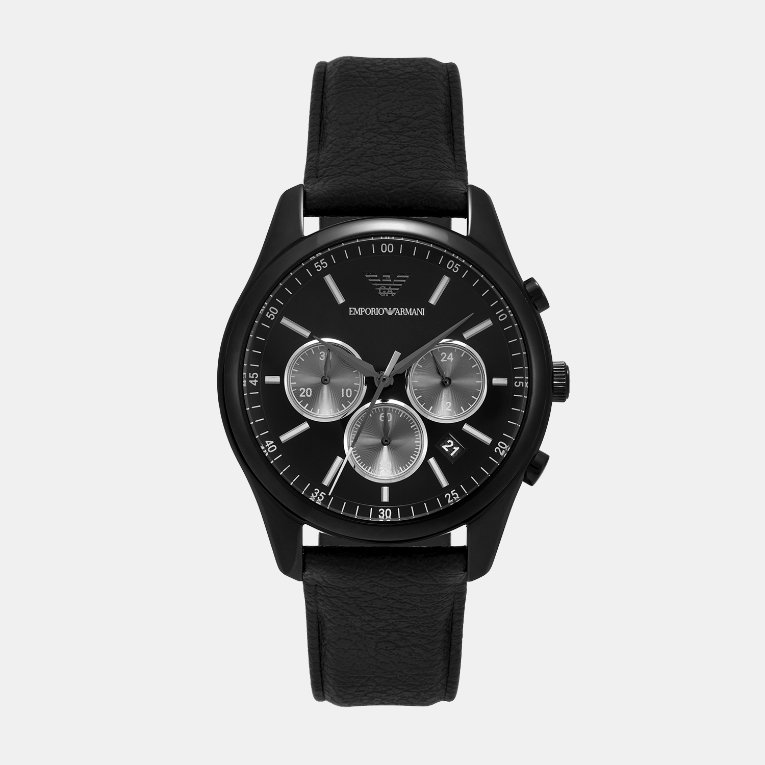 Antonio Men Quartz Black Dial Chronograph Leather Watch AR11583