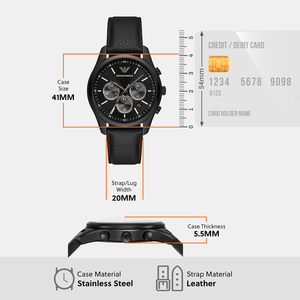 Antonio Men Quartz Black Dial Chronograph Leather Watch AR11583