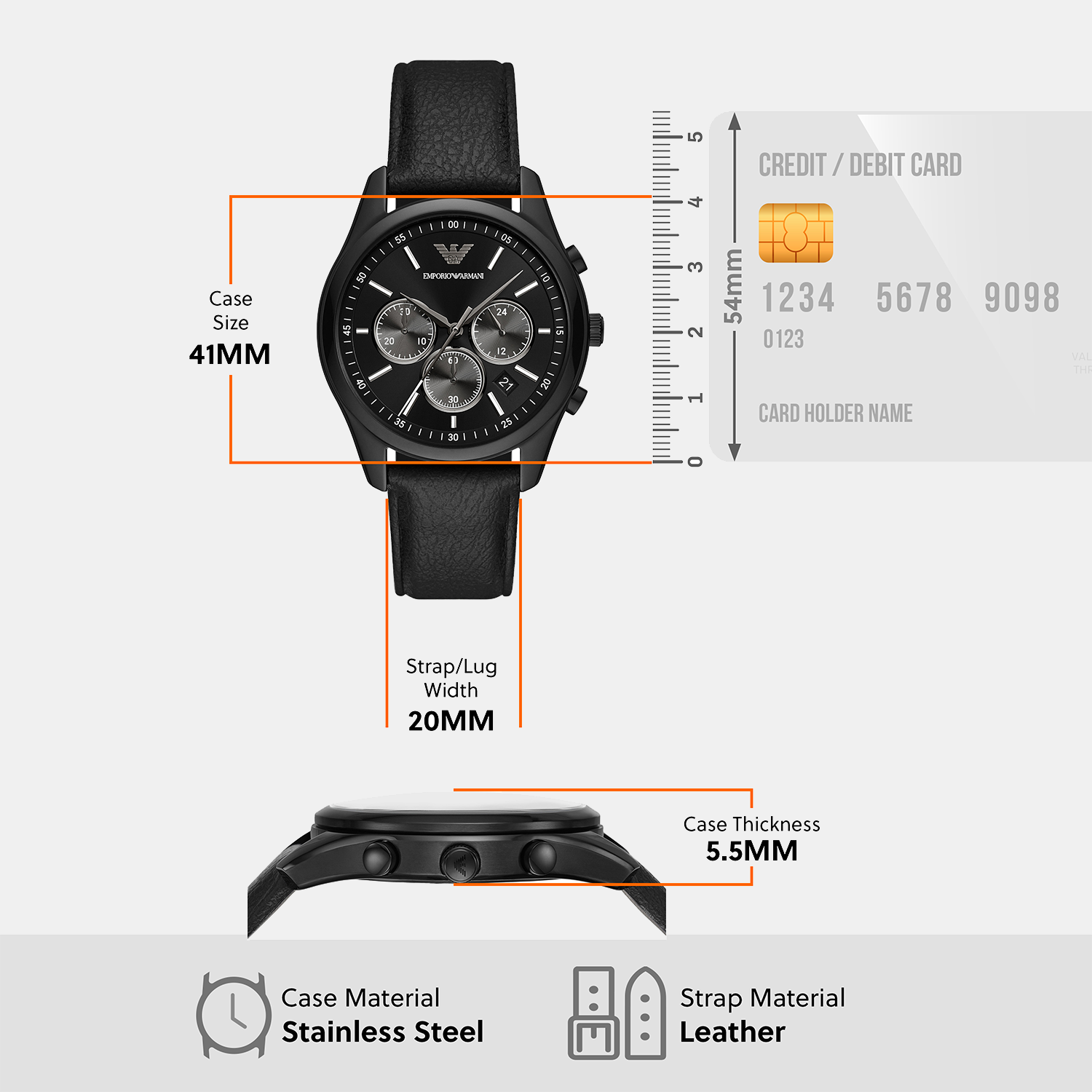 Antonio Men Quartz Black Dial Chronograph Leather Watch AR11583