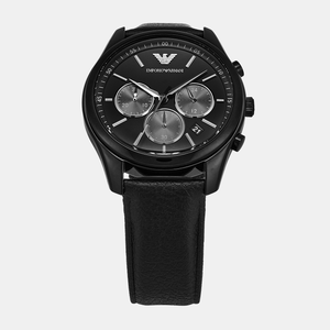 Antonio Men Quartz Black Dial Chronograph Leather Watch AR11583