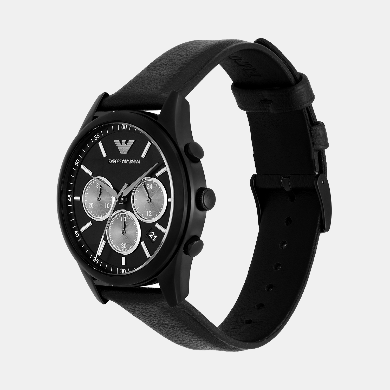 Antonio Men Quartz Black Dial Chronograph Leather Watch AR11583