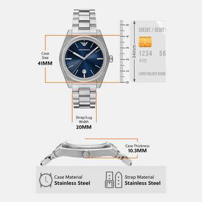 Federico Men Quartz Blue Dial Analog Stainless Steel Watch AR11620