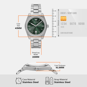 Federico Men Quartz Green Dial Analog Stainless Steel Watch AR11621