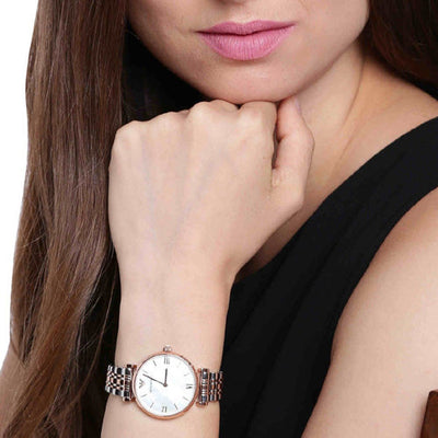 Emporio Armani Gianni T-Bar White Mother-Of-Pearl Dial Women 32mm AR1683