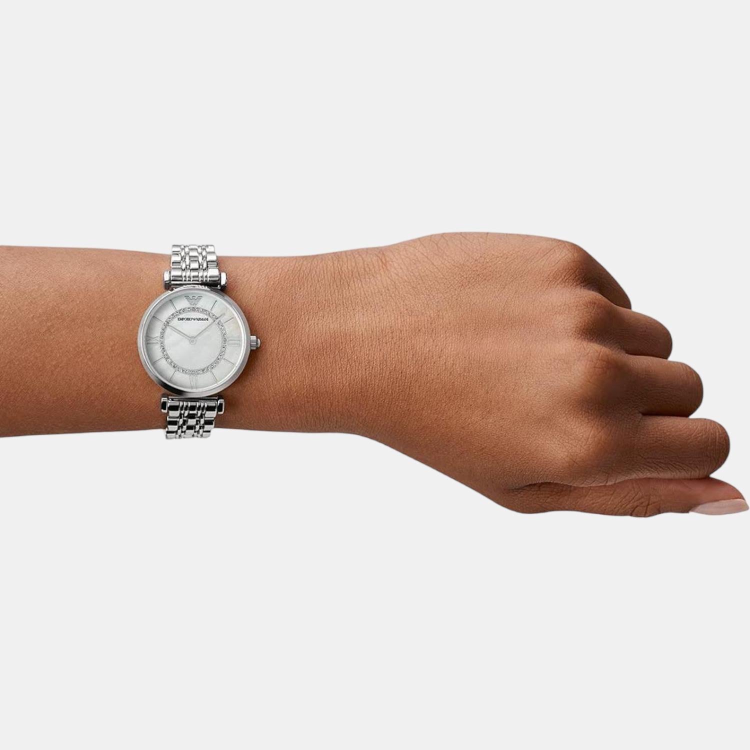 Gianni T-Bar Women Quartz Mother Of Pearl Dial Analog Stainless Steel Watch AR1908