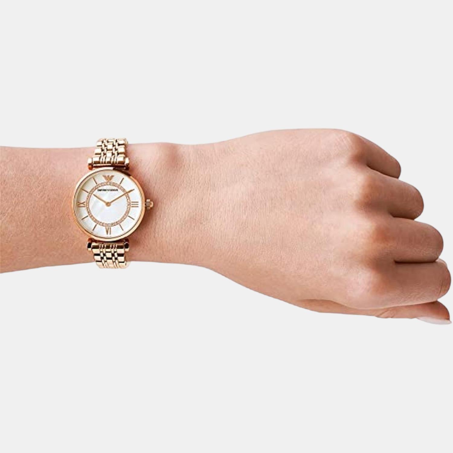 Gianni T-Bar Women Quartz White Dial Analog Stainless Steel Watch AR1909
