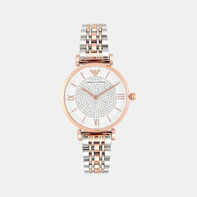 Gianni T-Bar Women Quartz White Dial Analog Stainless Steel Watch AR1926