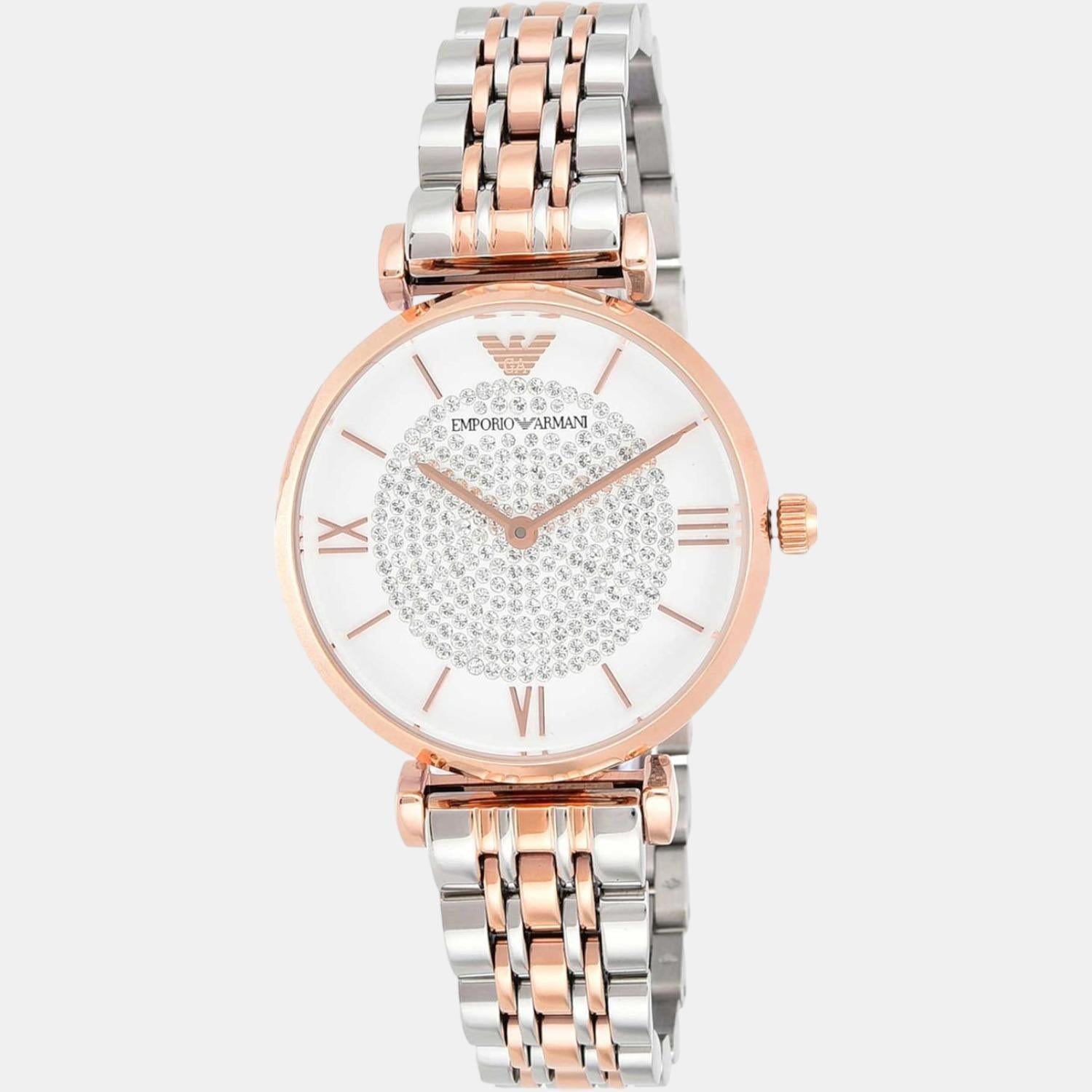 Gianni T-Bar Women Quartz White Dial Analog Stainless Steel Watch AR1926