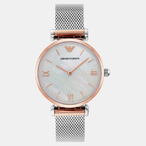 Gianni T-Bar Women Quartz White Mother Of Pearl Dial Analog Stainless Steel Watch AR2067
