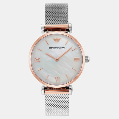 Gianni T-Bar Women Quartz White Mother Of Pearl Dial Analog Stainless Steel Watch AR2067