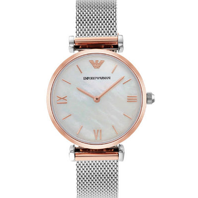 Emporio Armani Gianni T-Bar White Mother-Of-Pearl Dial Women 32mm AR2067