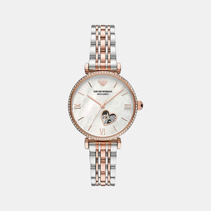 Gianni T-Bar Women Automatic White Dial Analog Stainless Steel Watch AR60049