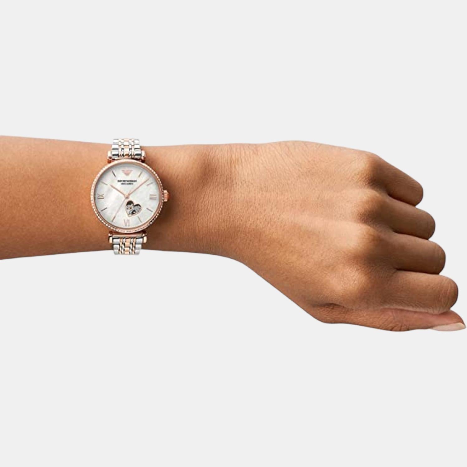 Gianni T-Bar Women Automatic White Dial Analog Stainless Steel Watch AR60049