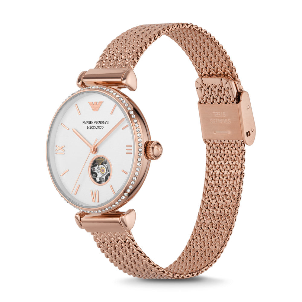 Emporio Armani Meccanico White Dial Women 34mm