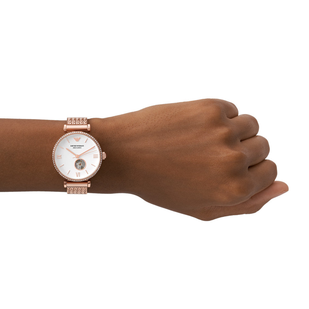 Emporio Armani Meccanico White Dial Women 34mm