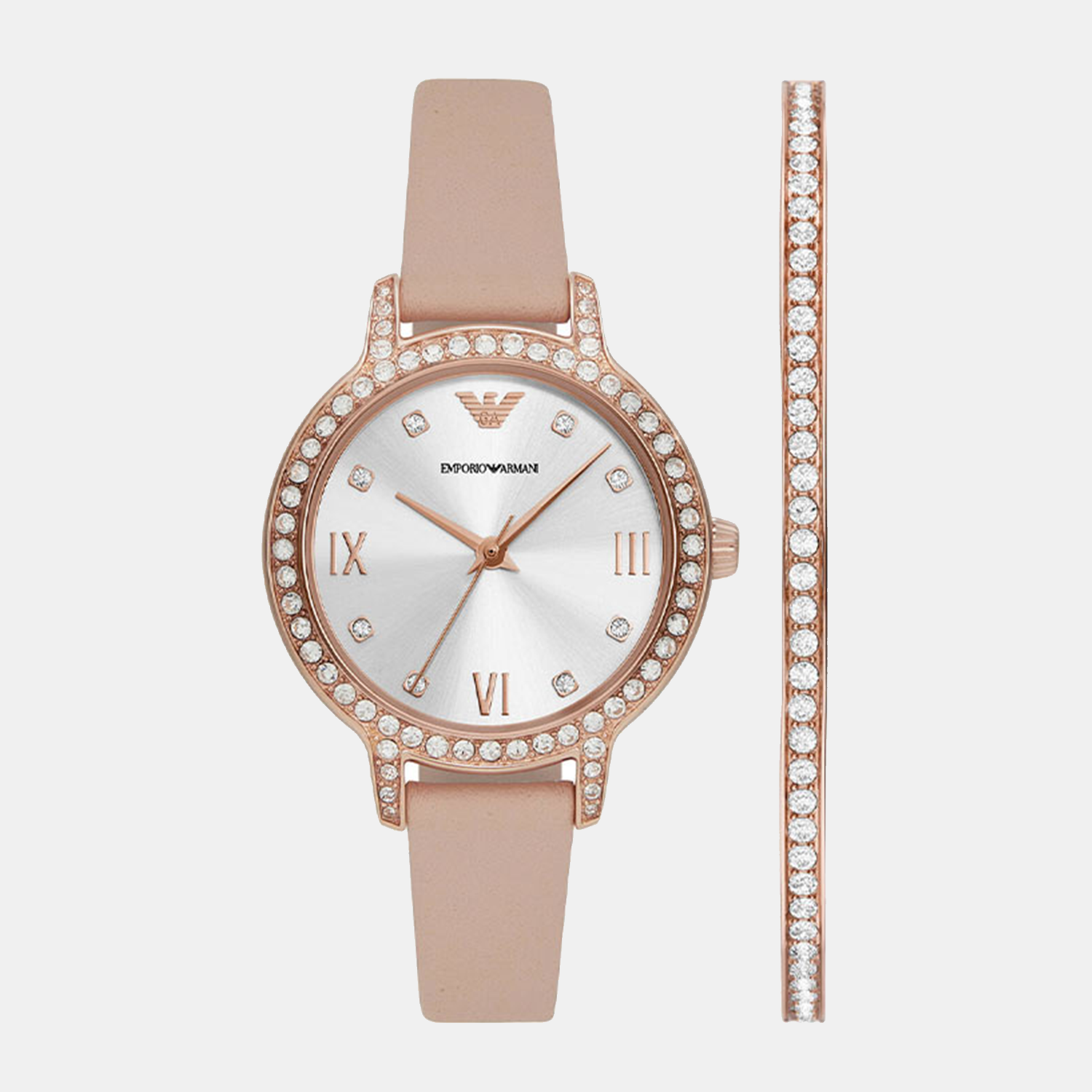 cleo Women Quartz Silver Dial Analog Leather Watch AR80069SET