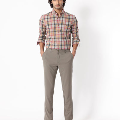 RARE RABBIT MEN'S ASCOT MUSTARD SHIRT COTTON FABRIC COLLARED NECK FULL SLEEVES BUTTON CLOSURE SLIM FIT