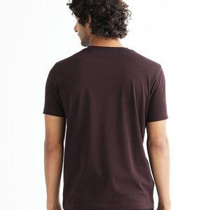 Rare Rabbit Men's Asi Maroon Crew Neck HD Print Chest Branding Half Sleeves T-Shirt