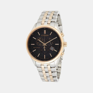 Eco-Drive Men Quartz Black Dial Chronograph Stainless Steel Watch AT2144-54E