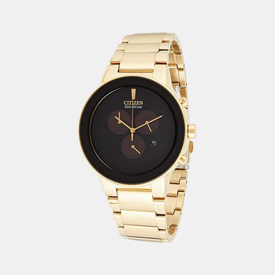 Axiom Men Eco-Drive Black Dial Chronograph Stainless Steel Watch AT2242-55E