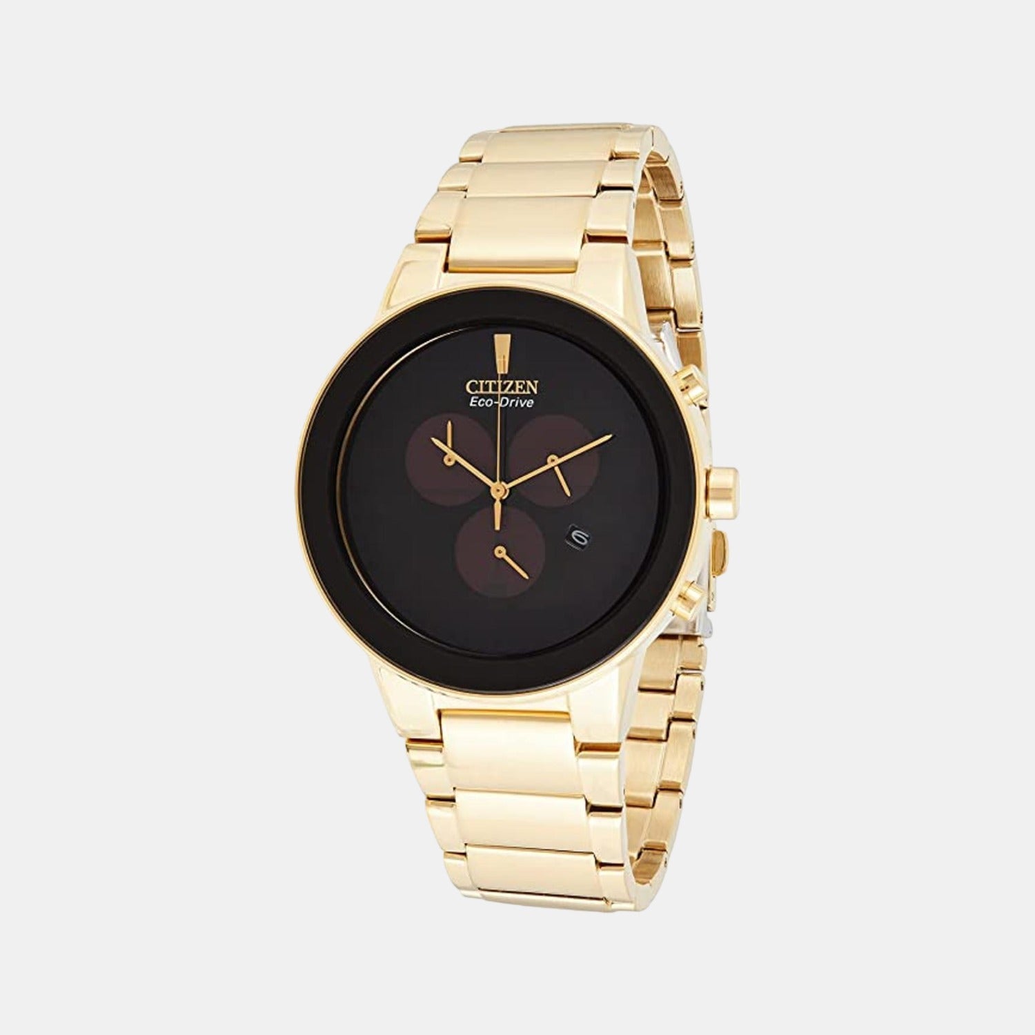 Axiom Men Eco-Drive Black Dial Chronograph Stainless Steel Watch AT2242-55E