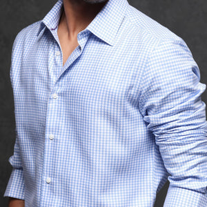 Rare Rabbit Men's Auster Blue Cotton Fabric Full Sleeves Houndstooth Shirt
