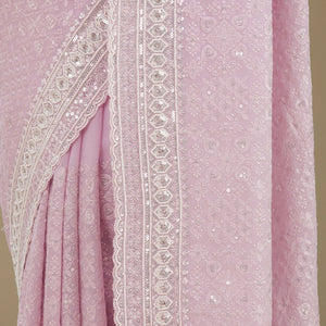 Lavender Sequins Georgette Saree