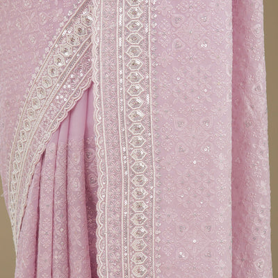 Lavender Sequins Georgette Saree
