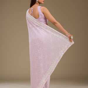 Lavender Sequins Georgette Saree