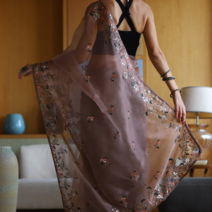 Tan Brown Organza Saree